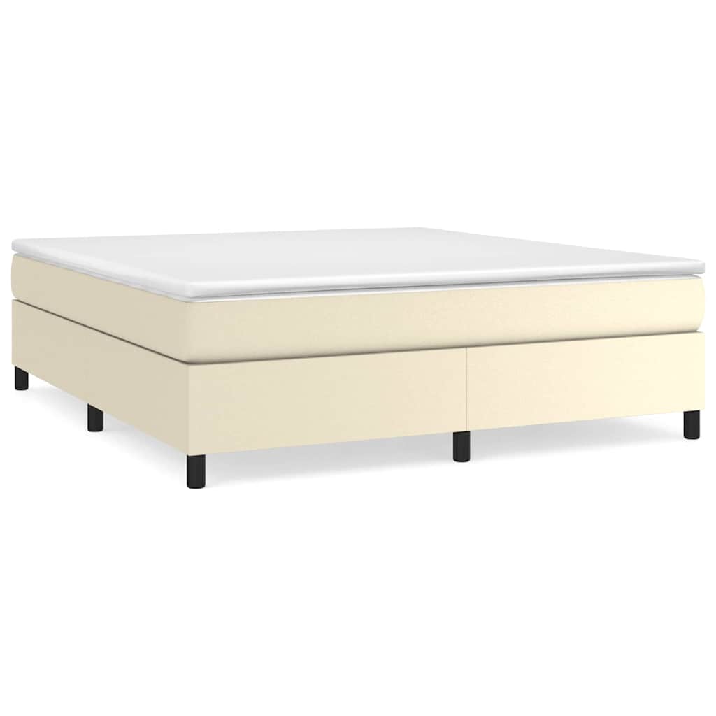 vidaXL Κρεβάτι Boxspring με Στρώμα Κρεμ 160x200εκ. από Συνθετικό Δέρμα