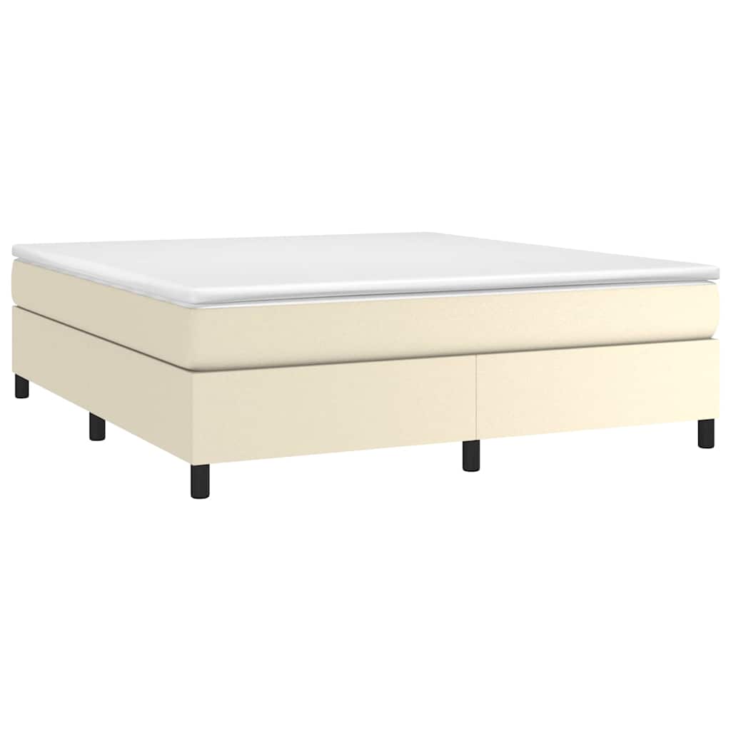 vidaXL Κρεβάτι Boxspring με Στρώμα Κρεμ 160x200εκ. από Συνθετικό Δέρμα