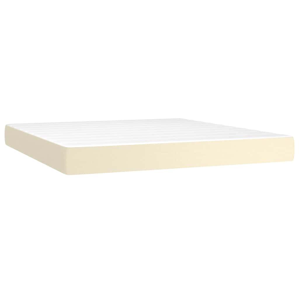 vidaXL Κρεβάτι Boxspring με Στρώμα Κρεμ 160x200εκ. από Συνθετικό Δέρμα