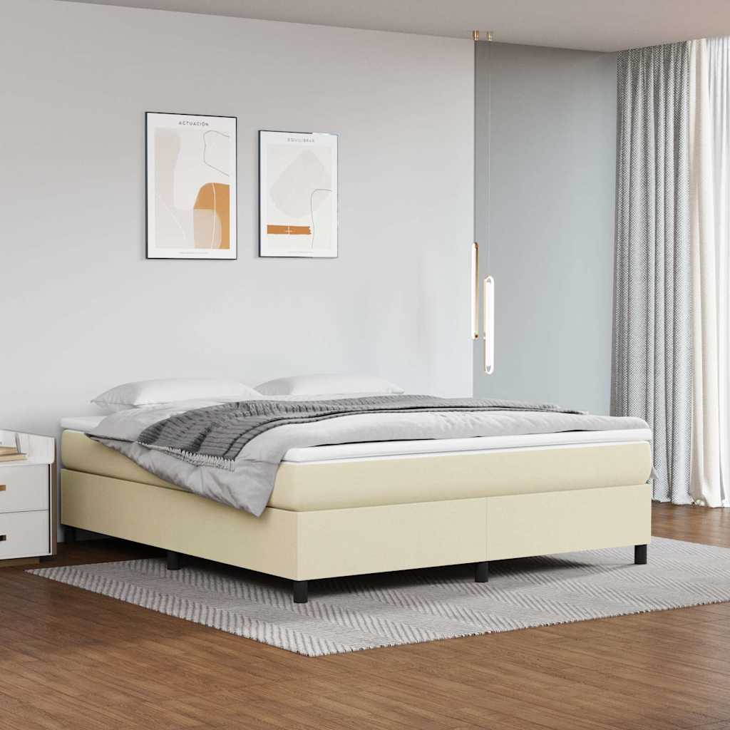 vidaXL Κρεβάτι Boxspring με Στρώμα Κρεμ 160x200εκ. από Συνθετικό Δέρμα