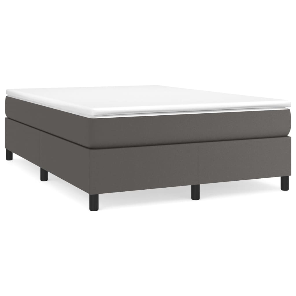 vidaXL Κρεβάτι Boxspring με Στρώμα Γκρι 160x200εκ. από Συνθετικό Δέρμα