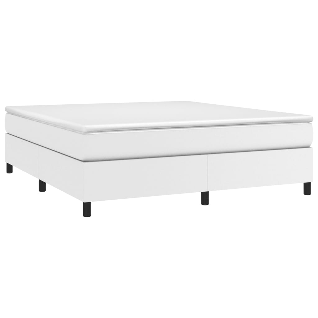 vidaXL Κρεβάτι Boxspring με Στρώμα Λευκό 180x200 εκ. Συνθετικό Δέρμα