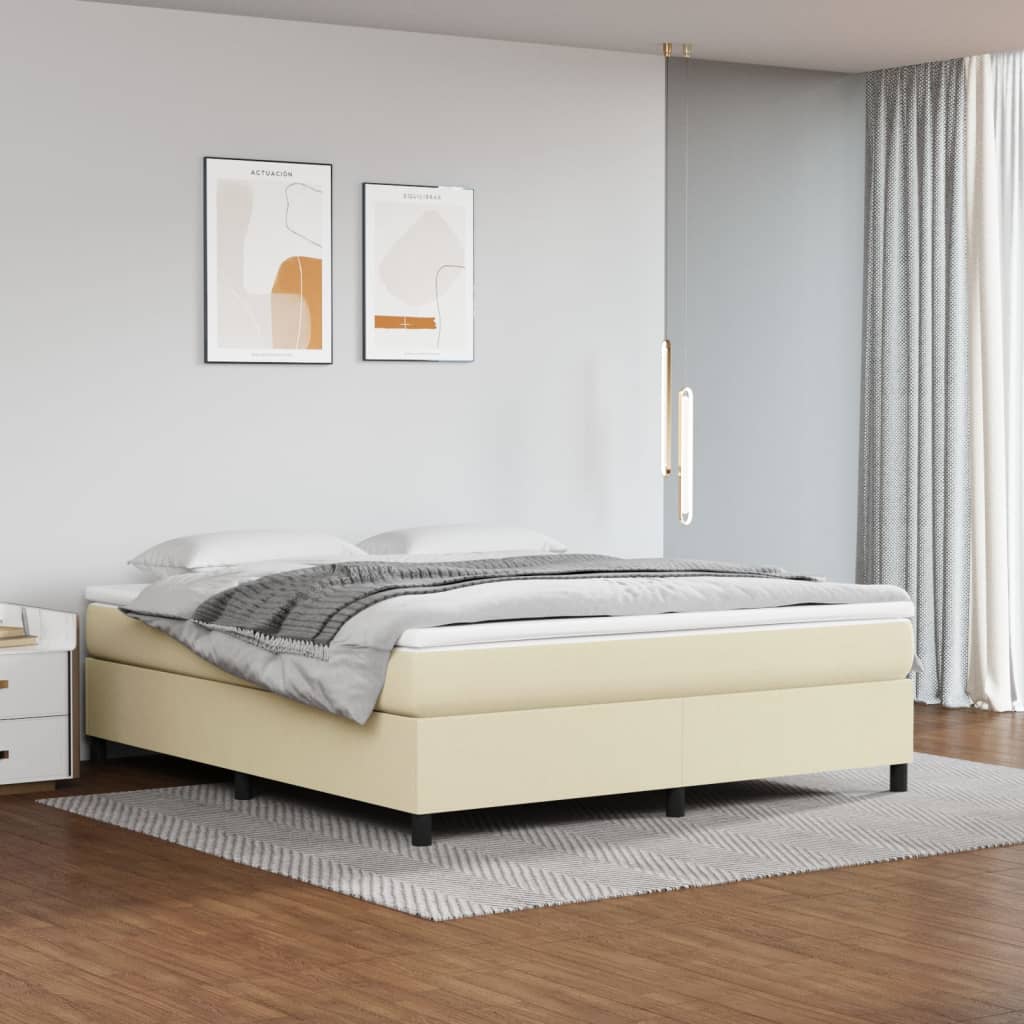 vidaXL Κρεβάτι Boxspring με Στρώμα Κρεμ 180x200 εκ. Συνθετικό Δέρμα