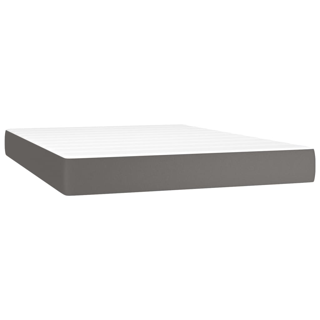 vidaXL Κρεβάτι Boxspring με Στρώμα Γκρι 180x200 εκ. Συνθετικό Δέρμα