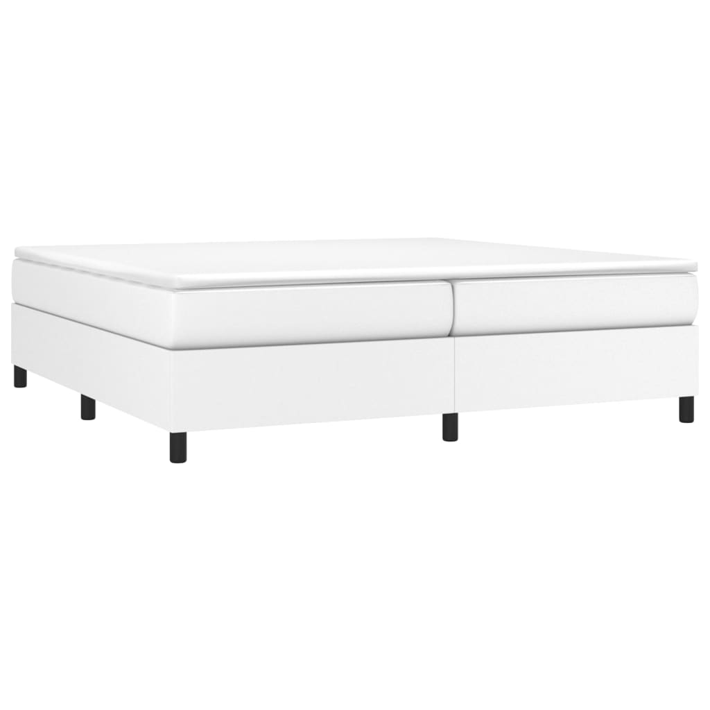 vidaXL Κρεβάτι Boxspring με Στρώμα Λευκό 200x200 εκ. Συνθετικό Δέρμα