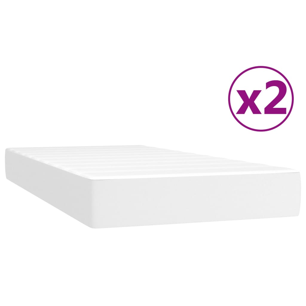 vidaXL Κρεβάτι Boxspring με Στρώμα Λευκό 200x200 εκ. Συνθετικό Δέρμα