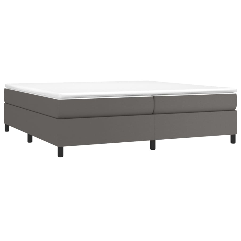 vidaXL Κρεβάτι Boxspring με Στρώμα Γκρι 200x200 εκ. Συνθετικό Δέρμα