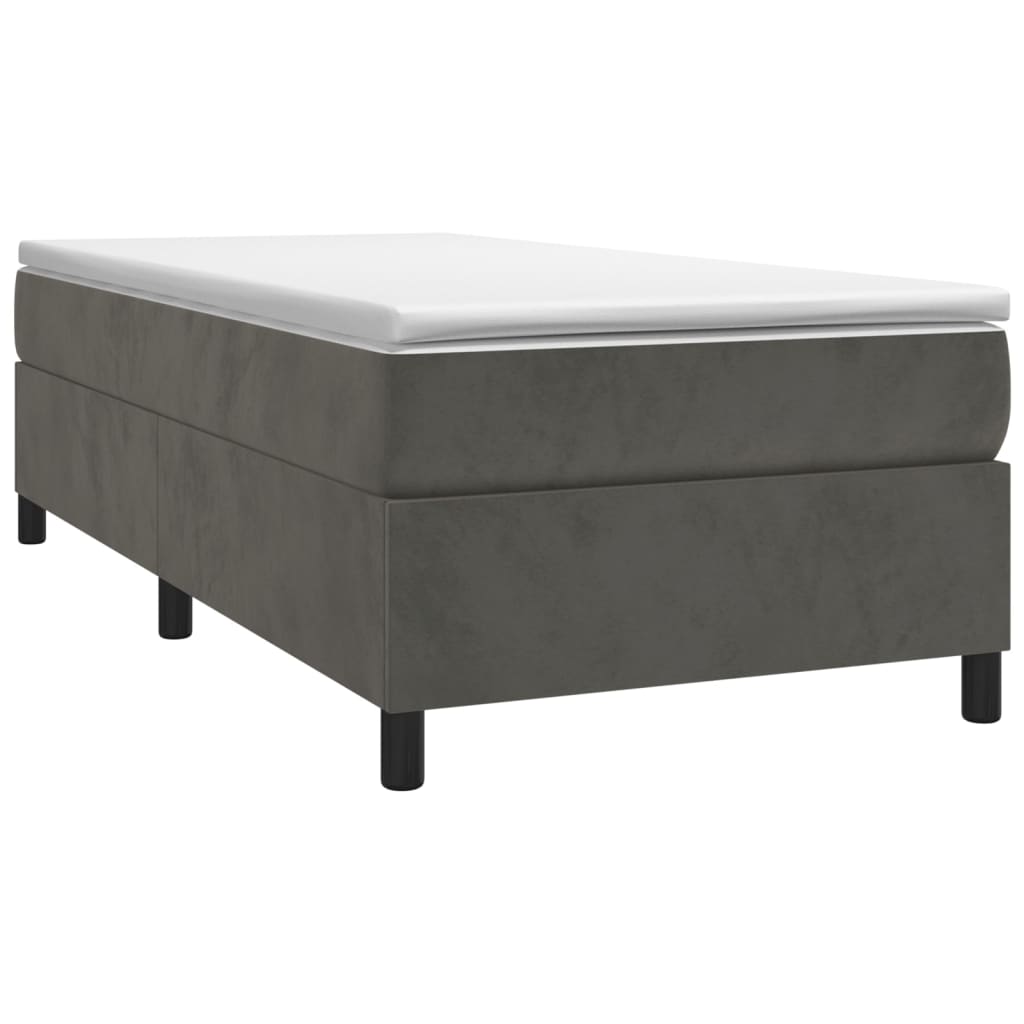 vidaXL Κρεβάτι Boxspring με Στρώμα Σκούρο Γκρι 80x200 εκ. Βελούδινο