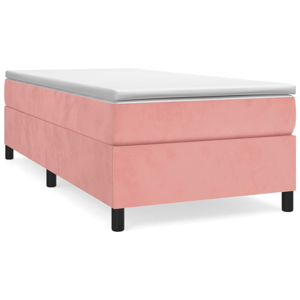 vidaXL Κρεβάτι Boxspring με Στρώμα Ροζ 80 x 200 εκ. Βελούδινο