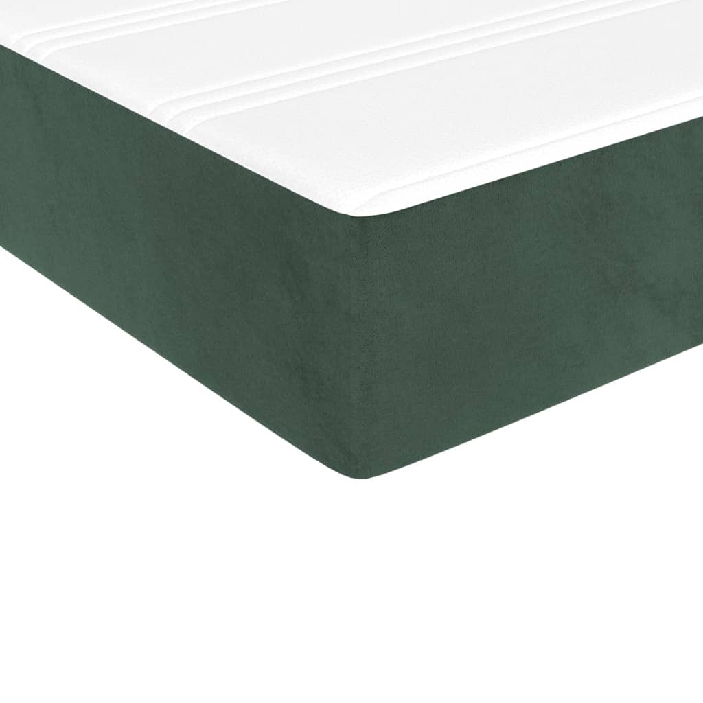 vidaXL Κρεβάτι Boxspring με Στρώμα Σκούρο Πράσινο 90x190 εκ. Βελούδινο
