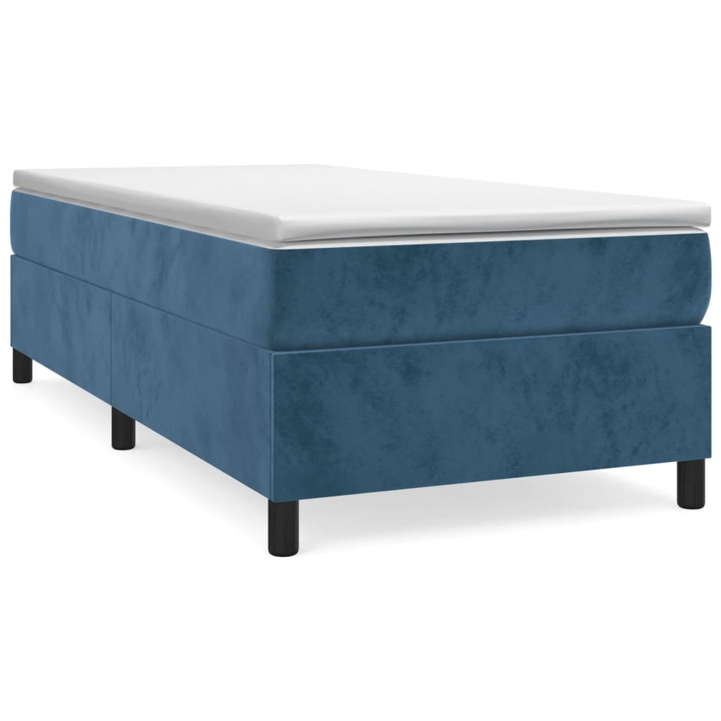 vidaXL Κρεβάτι Boxspring με Στρώμα Σκούρο Μπλε 90x190 εκ. Βελούδινο