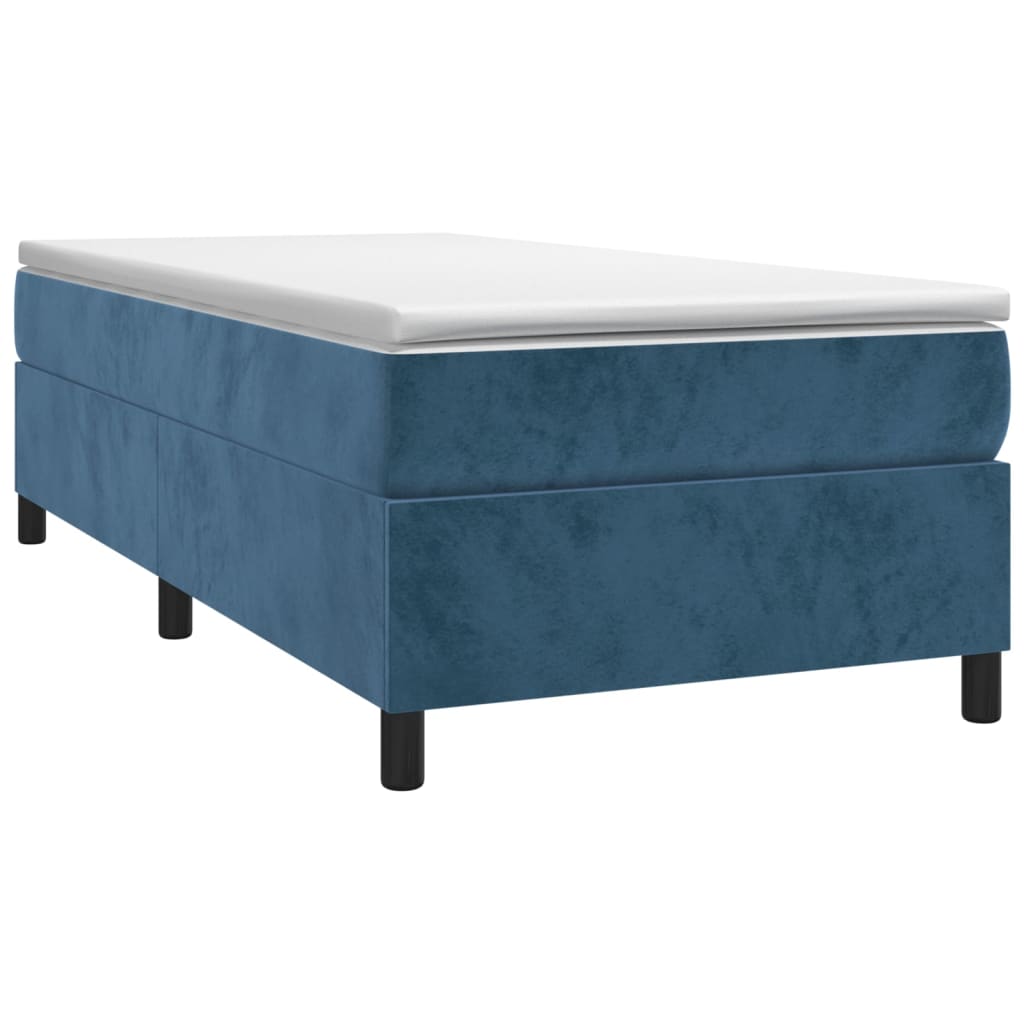 vidaXL Κρεβάτι Boxspring με Στρώμα Σκούρο Μπλε 90x190 εκ. Βελούδινο