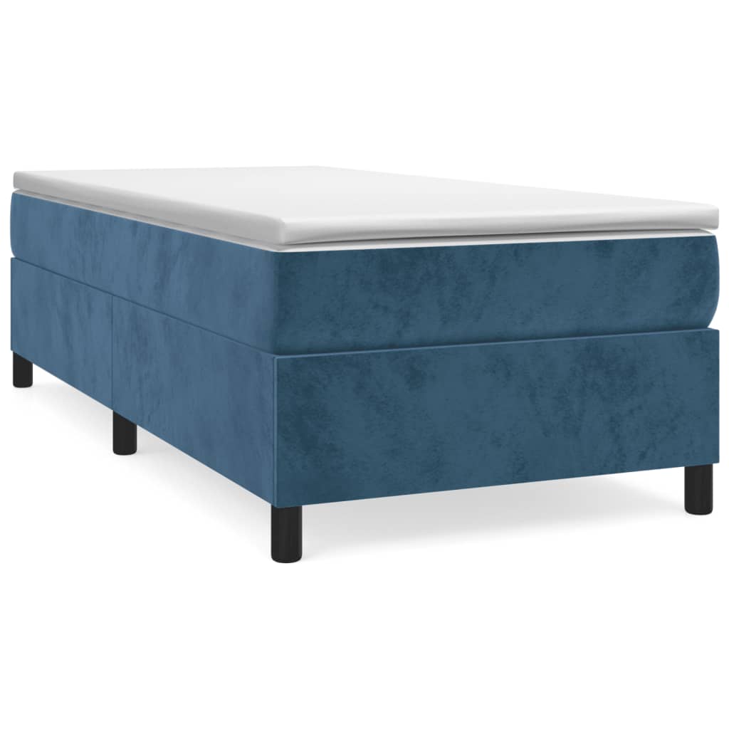 vidaXL Κρεβάτι Boxspring με Στρώμα Σκούρο Μπλε 90x200 εκ. Βελούδινο