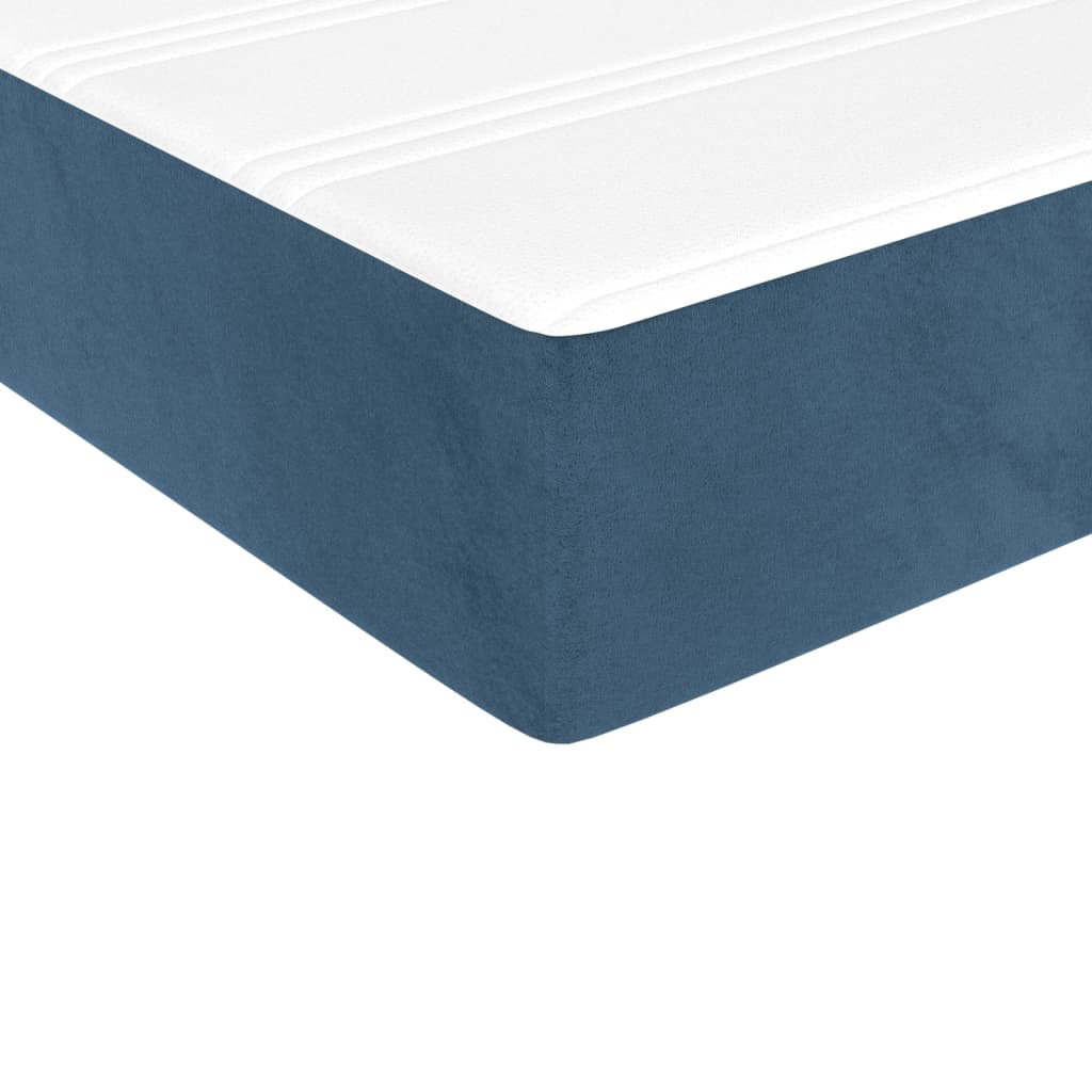vidaXL Κρεβάτι Boxspring με Στρώμα Σκούρο Μπλε 90x200 εκ. Βελούδινο