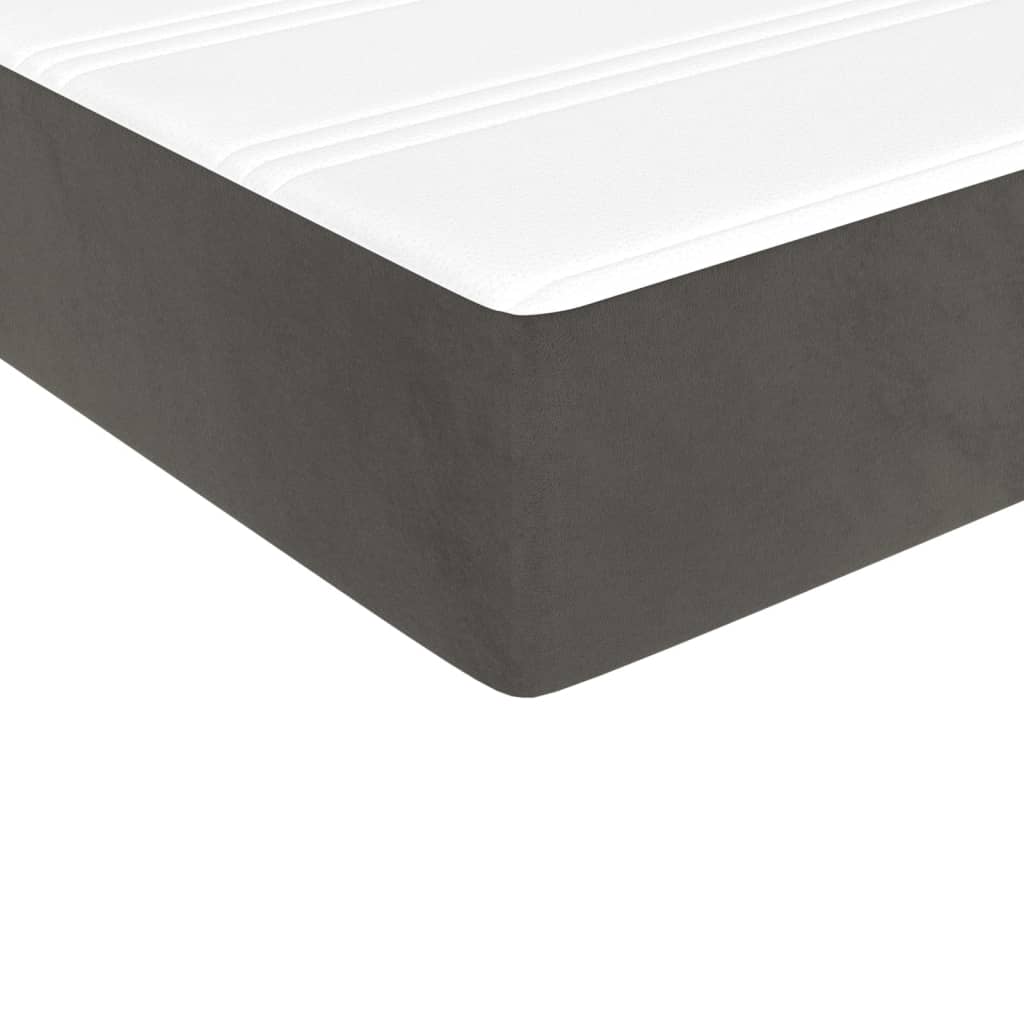 vidaXL Κρεβάτι Boxspring με Στρώμα Σκούρο Γκρι 100x200 εκ. Βελούδινο