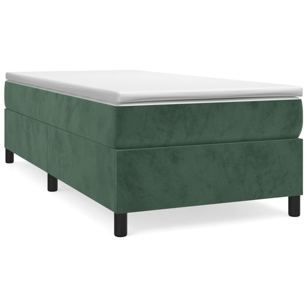 vidaXL Κρεβάτι Boxspring με Στρώμα Σκούρο Πράσινο 100x200εκ. Βελούδινο