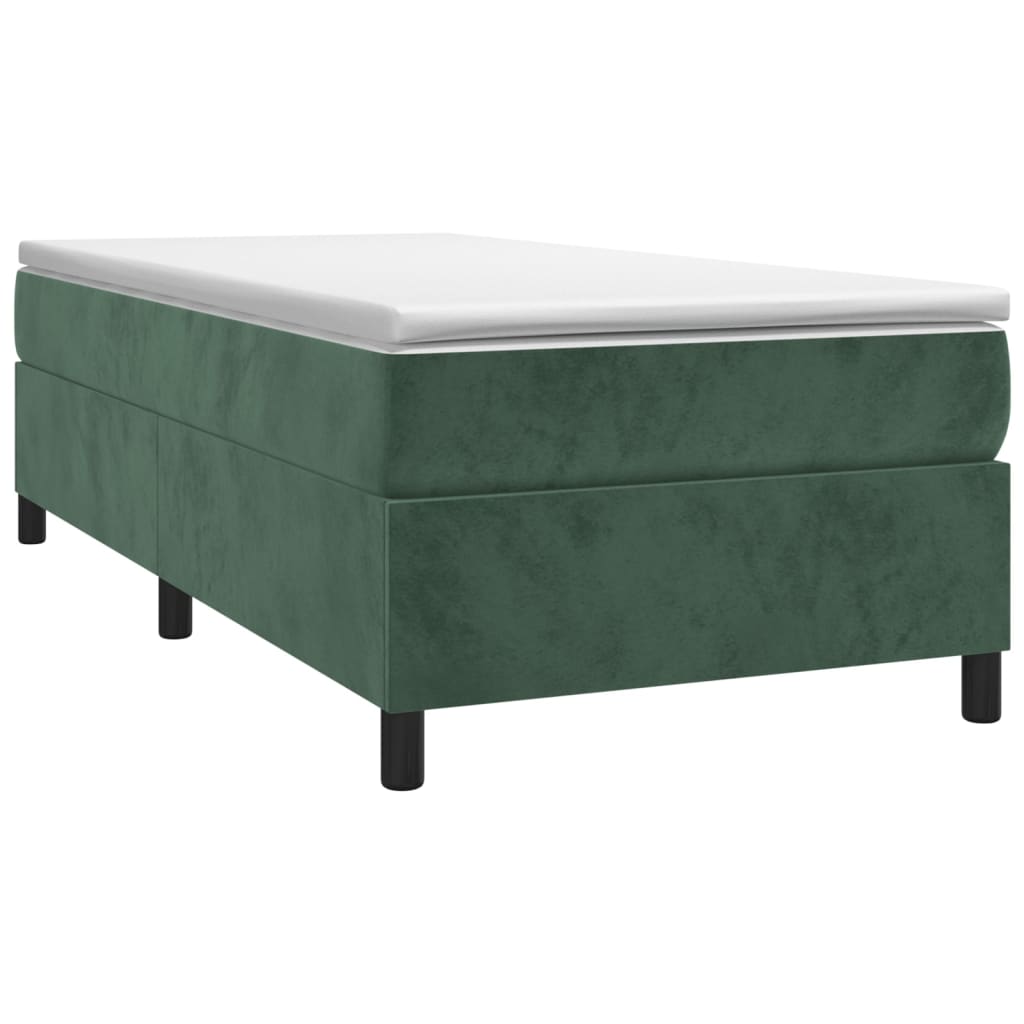 vidaXL Κρεβάτι Boxspring με Στρώμα Σκούρο Πράσινο 100x200εκ. Βελούδινο