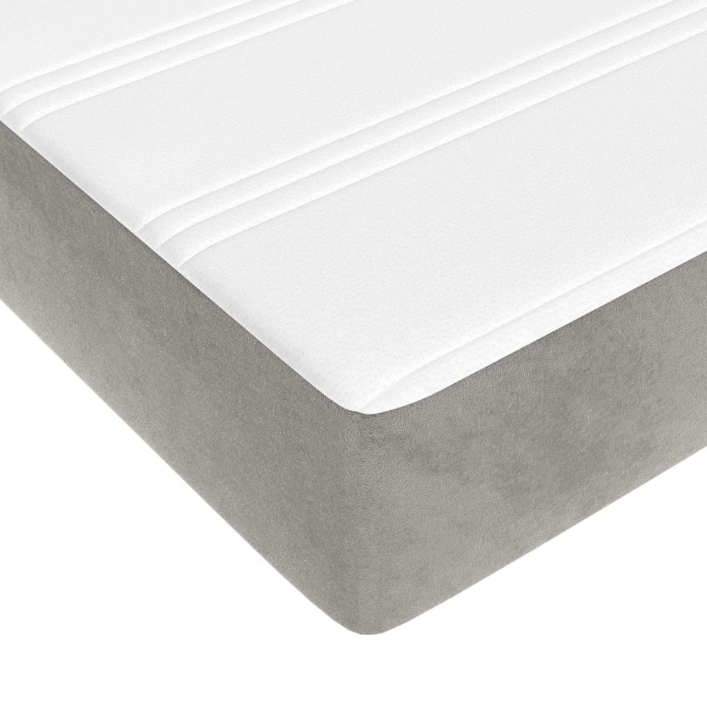 vidaXL Κρεβάτι Boxspring με Στρώμα Ανοιχτό Γκρι 120x200 εκ. Βελούδινο