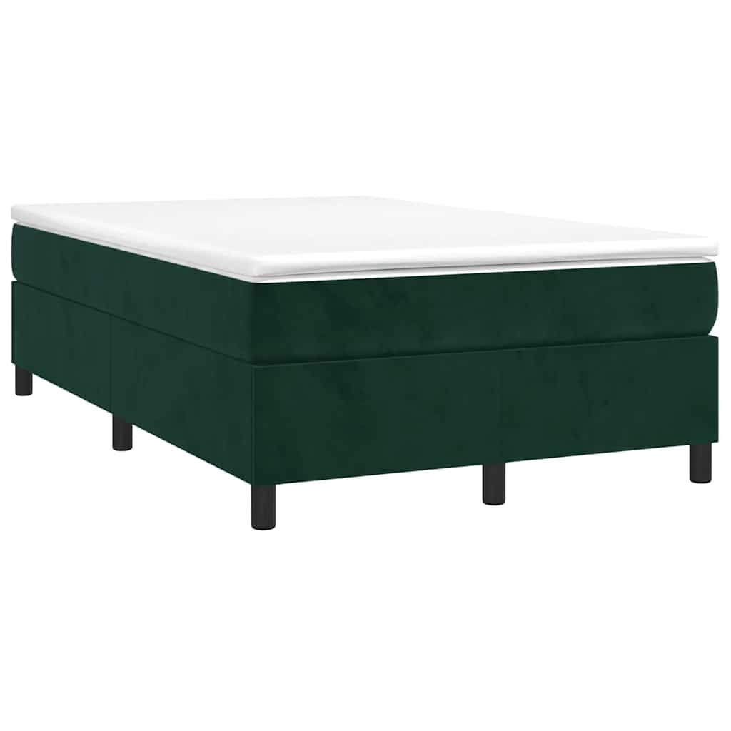 vidaXL Κρεβάτι Boxspring με Στρώμα Σκούρο Πράσινο 120x200εκ. Βελούδινο