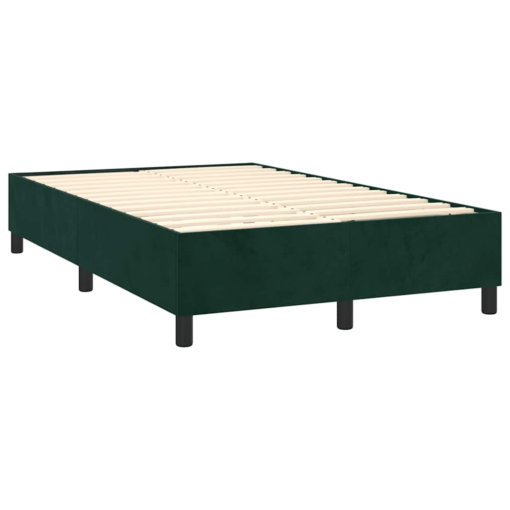vidaXL Κρεβάτι Boxspring με Στρώμα Σκούρο Πράσινο 120x200εκ. Βελούδινο