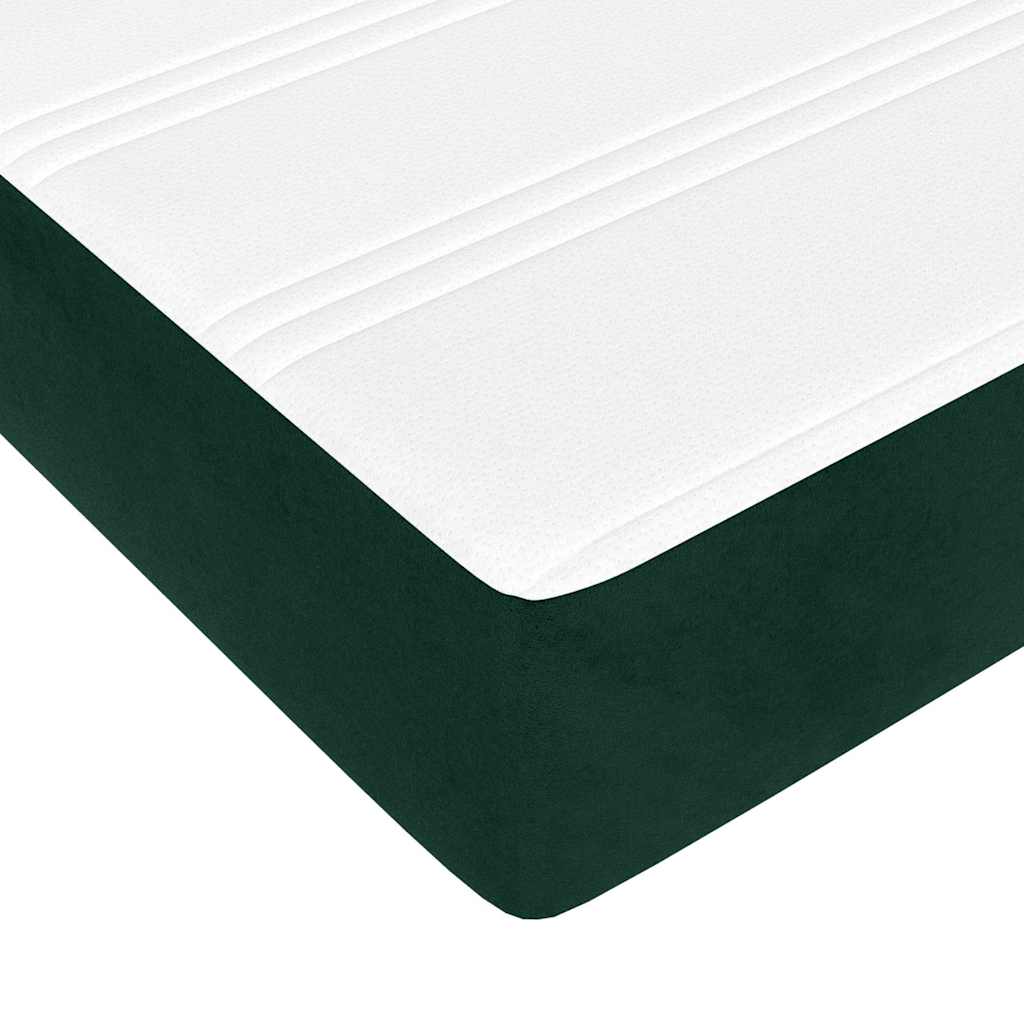 vidaXL Κρεβάτι Boxspring με Στρώμα Σκούρο Πράσινο 120x200εκ. Βελούδινο