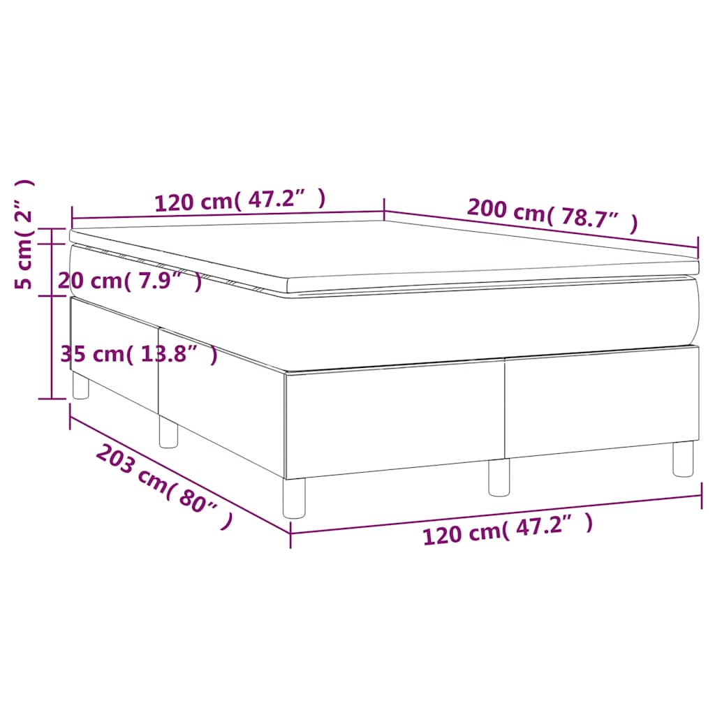 vidaXL Κρεβάτι Boxspring με Στρώμα Σκούρο Πράσινο 120x200εκ. Βελούδινο