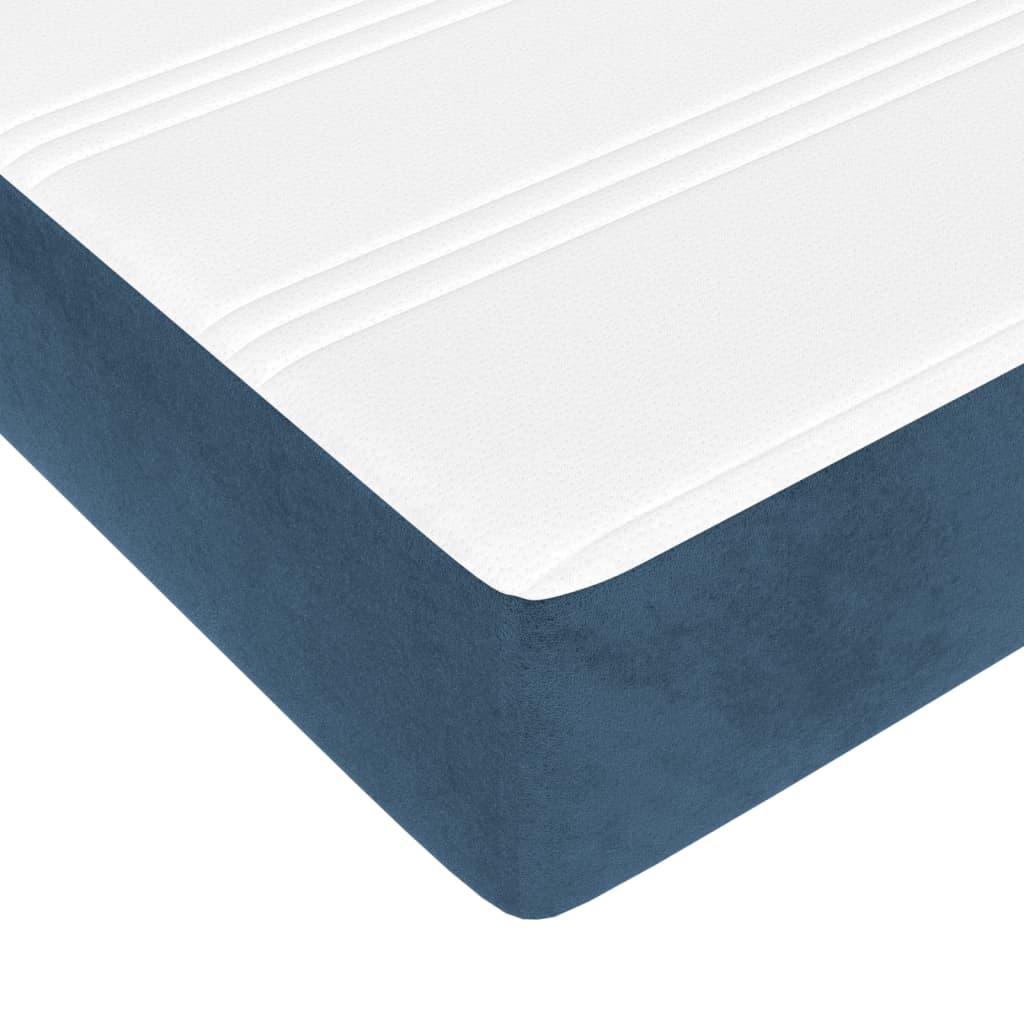vidaXL Κρεβάτι Boxspring με Στρώμα Σκούρο Μπλε 120x200 εκ. Βελούδινο