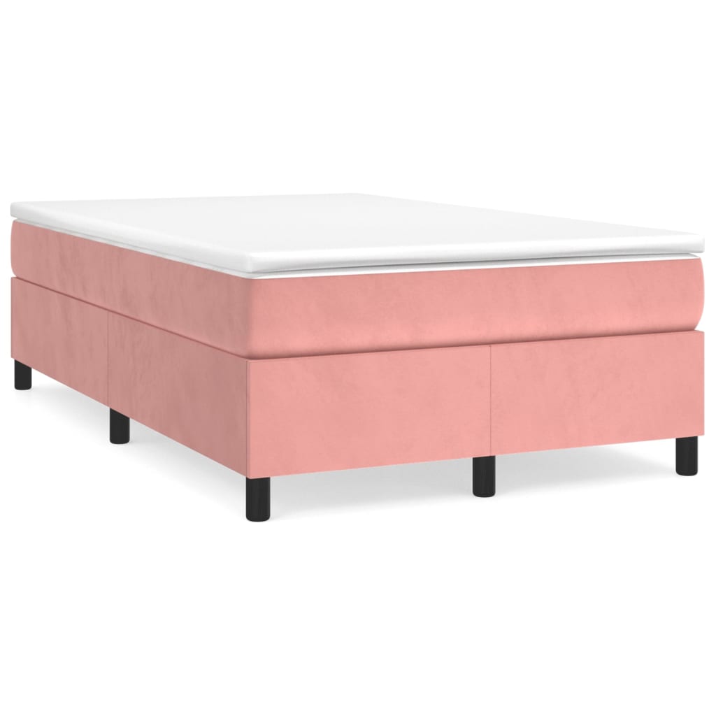 vidaXL Κρεβάτι Boxspring με Στρώμα Ροζ 120x200 εκ. Βελούδινο