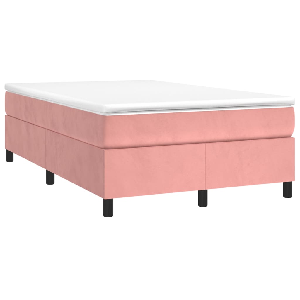 vidaXL Κρεβάτι Boxspring με Στρώμα Ροζ 120x200 εκ. Βελούδινο