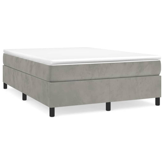 vidaXL Κρεβάτι Boxspring με Στρώμα Ανοιχτό Γκρι 140x190 εκ. Βελούδινο