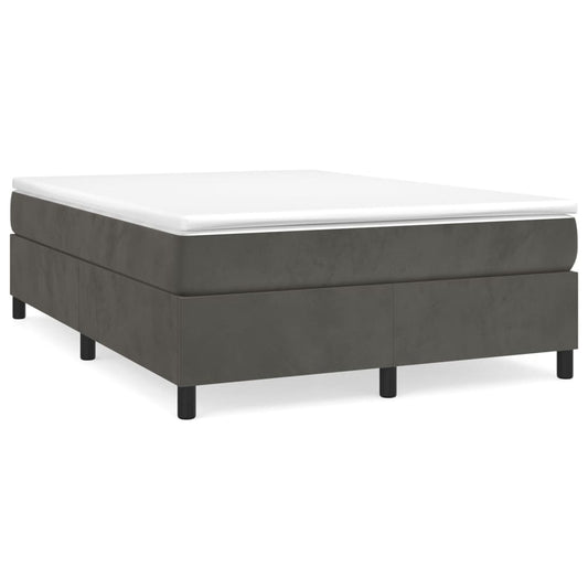 vidaXL Κρεβάτι Boxspring με Στρώμα Σκούρο Γκρι 140x190 εκ. Βελούδινο