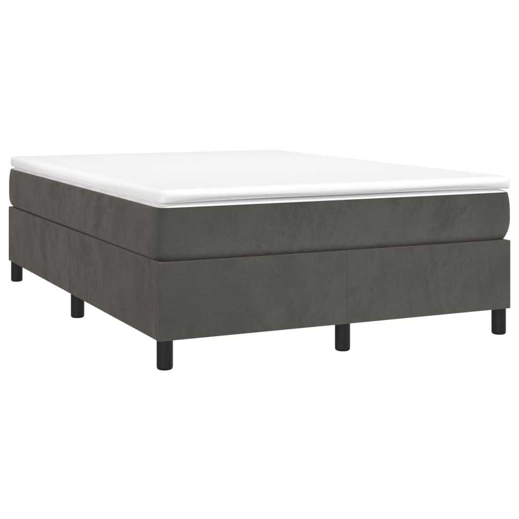 vidaXL Κρεβάτι Boxspring με Στρώμα Σκούρο Γκρι 140x190 εκ. Βελούδινο