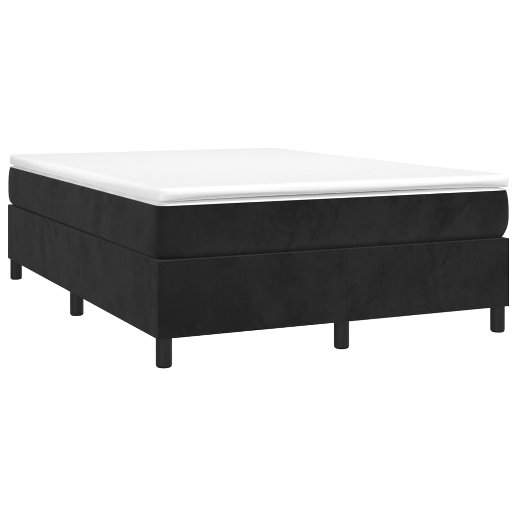 vidaXL Κρεβάτι Boxspring με Στρώμα Μαύρο 140x190 εκ. Βελούδινο