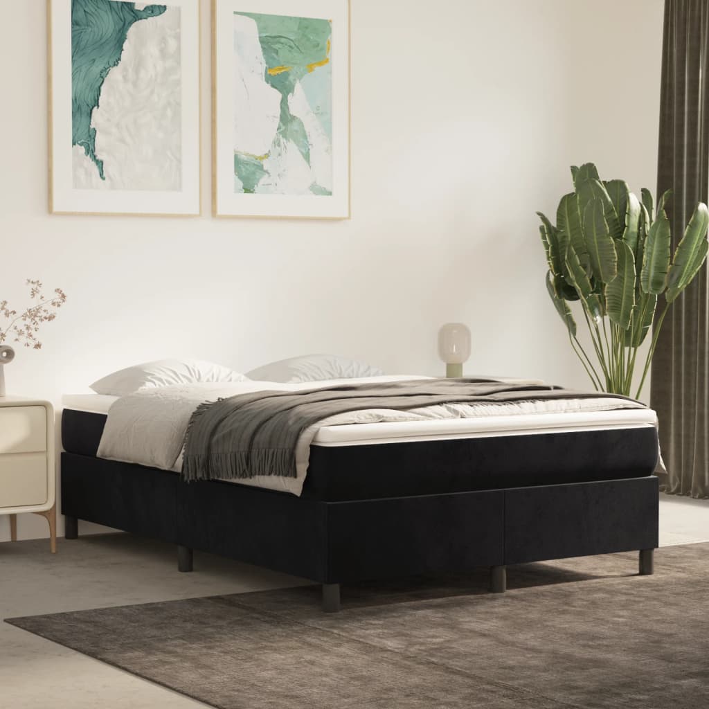 vidaXL Κρεβάτι Boxspring με Στρώμα Μαύρο 140x200 εκ. Βελούδινο