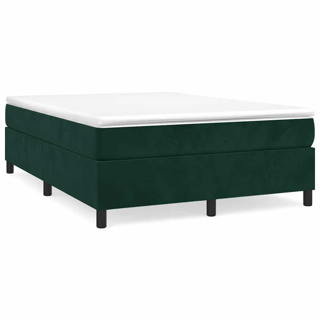 vidaXL Κρεβάτι Boxspring με Στρώμα Σκούρο Πράσινο 140x200εκ. Βελούδινο