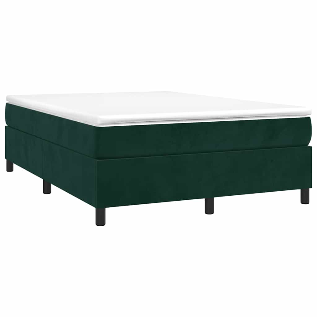 vidaXL Κρεβάτι Boxspring με Στρώμα Σκούρο Πράσινο 140x200εκ. Βελούδινο