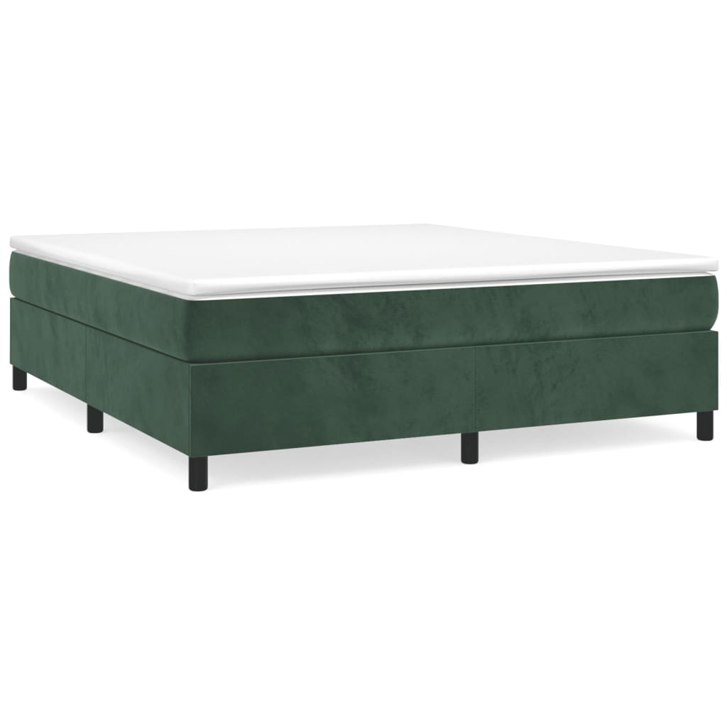 vidaXL Κρεβάτι Boxspring με Στρώμα Σκούρο Πράσινο 160x200εκ. Βελούδινο