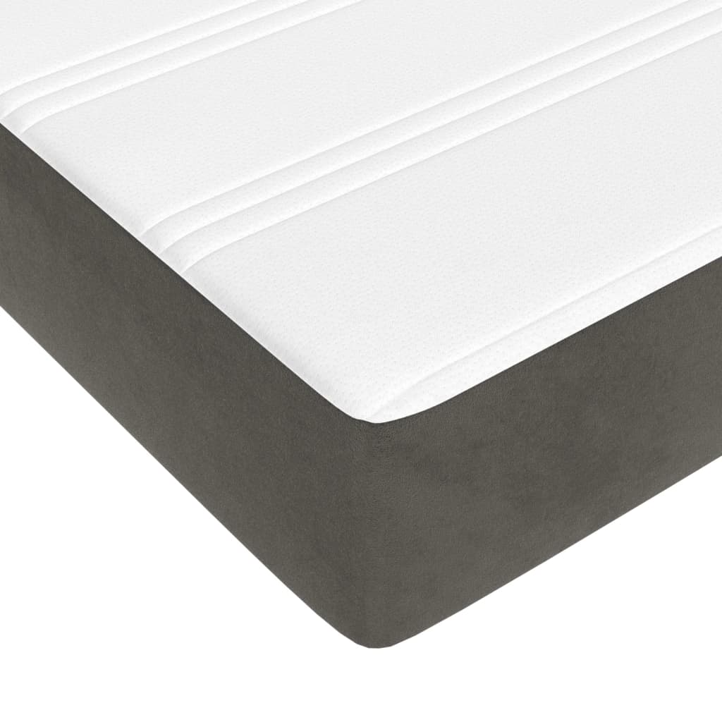 vidaXL Κρεβάτι Boxspring με Στρώμα Σκούρο Γκρι 180x200 εκ. Βελούδινο