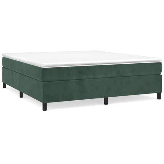 vidaXL Κρεβάτι Boxspring με Στρώμα Σκούρο Πράσινο 180x200εκ. Βελούδινο
