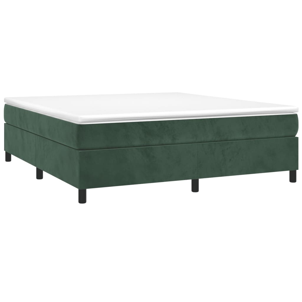 vidaXL Κρεβάτι Boxspring με Στρώμα Σκούρο Πράσινο 180x200εκ. Βελούδινο