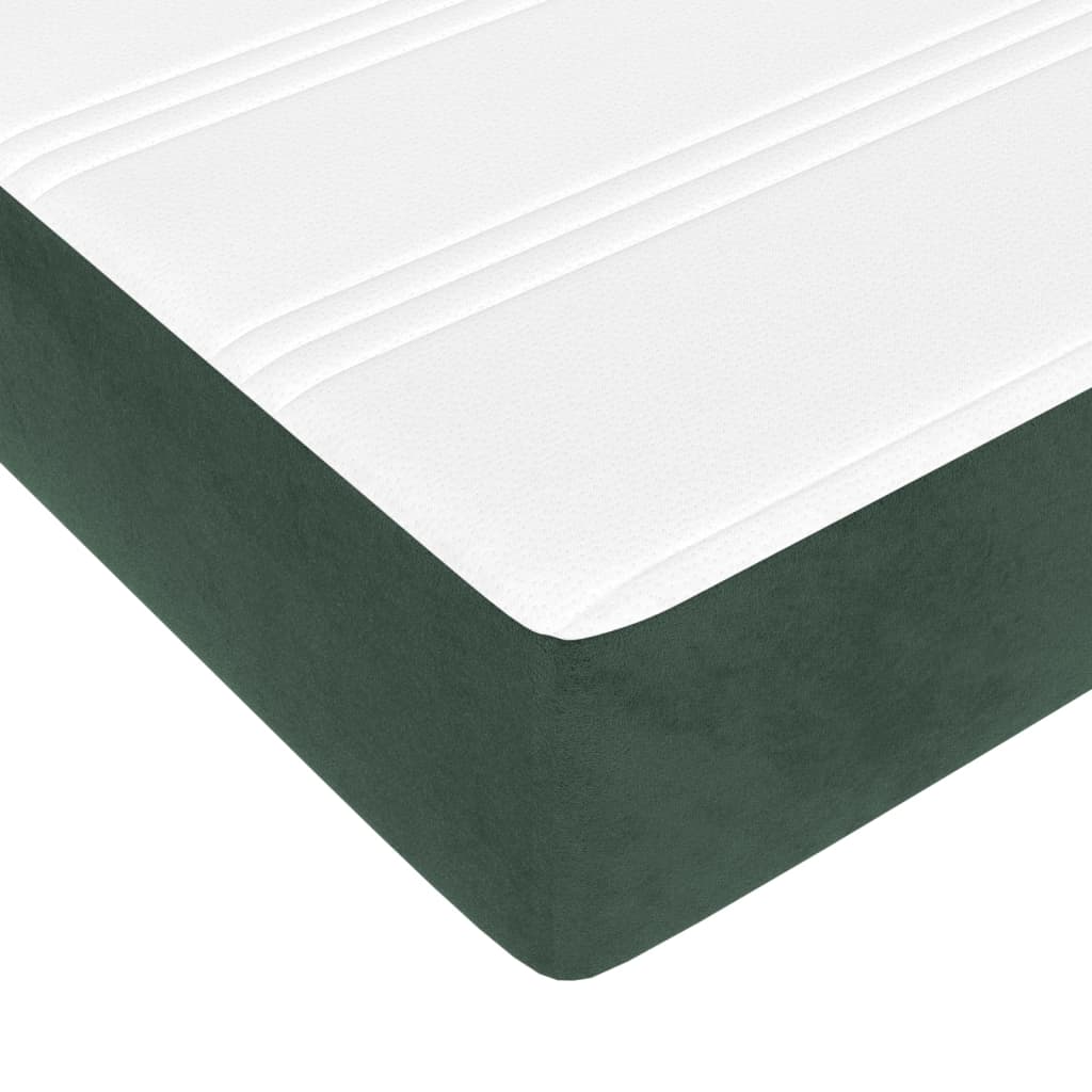 vidaXL Κρεβάτι Boxspring με Στρώμα Σκούρο Πράσινο 180x200εκ. Βελούδινο