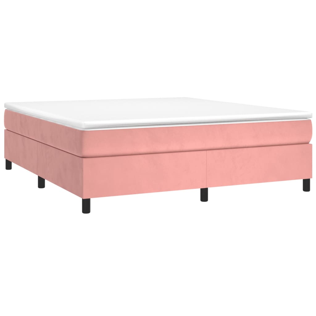 vidaXL Κρεβάτι Boxspring με Στρώμα Ροζ 180x200 εκ. Βελούδινο