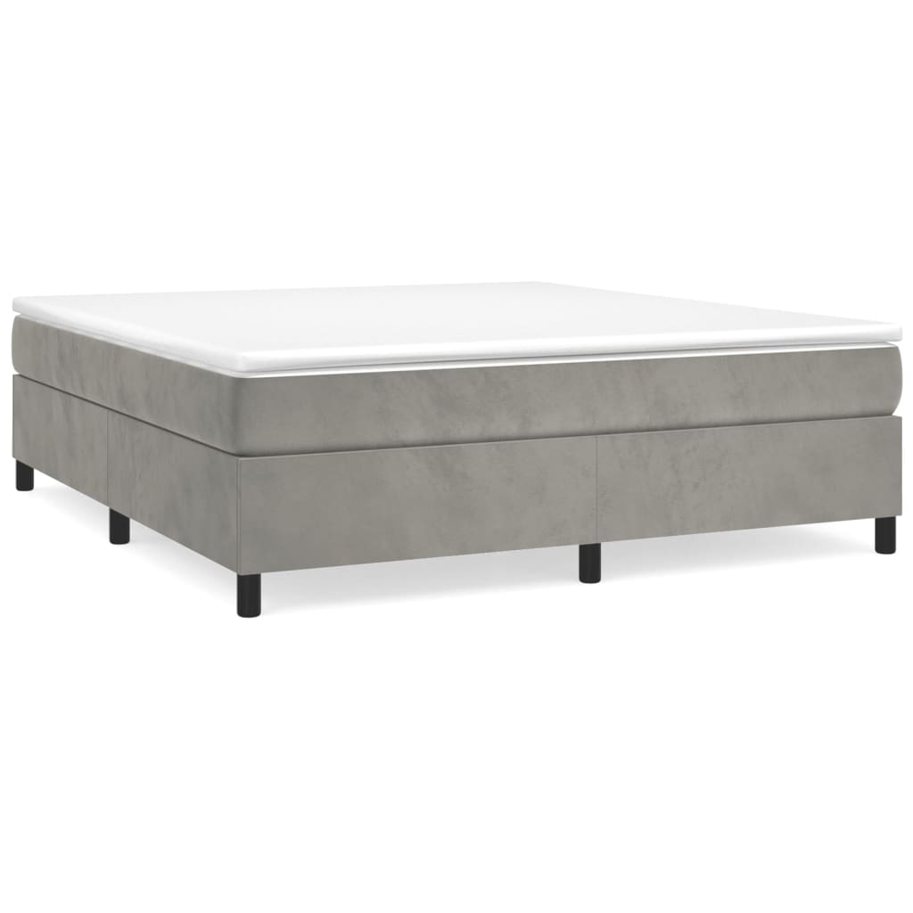 vidaXL Κρεβάτι Boxspring με Στρώμα Ανοιχτό Γκρι 200x200 εκ. Βελούδινο