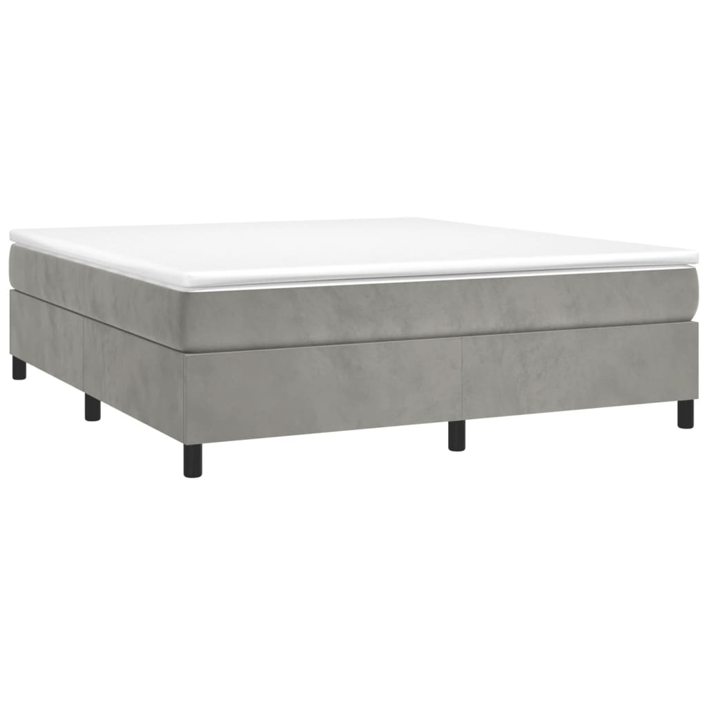 vidaXL Κρεβάτι Boxspring με Στρώμα Ανοιχτό Γκρι 200x200 εκ. Βελούδινο