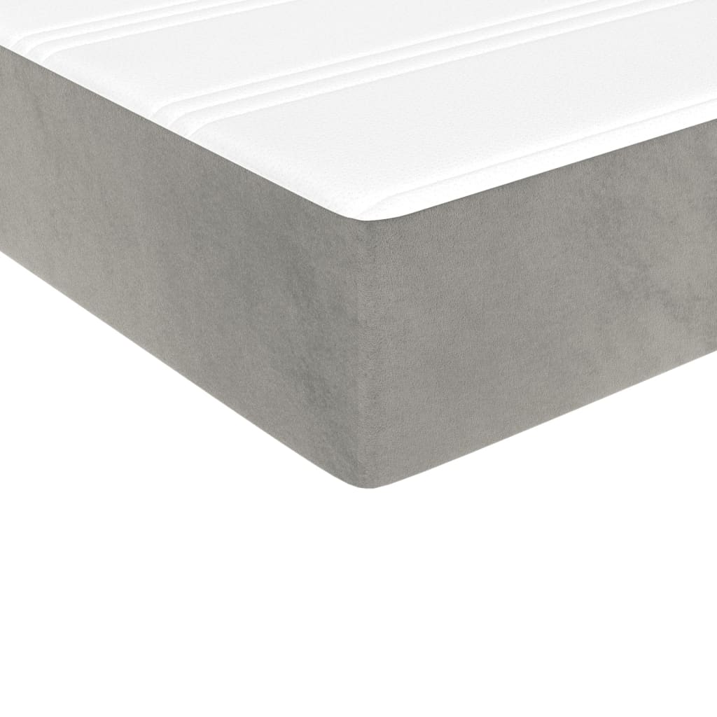 vidaXL Κρεβάτι Boxspring με Στρώμα Ανοιχτό Γκρι 200x200 εκ. Βελούδινο