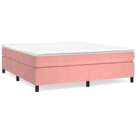 vidaXL Κρεβάτι Boxspring με Στρώμα Ροζ 200x200 εκ. Βελούδινο