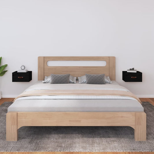 vidaXL Κομοδίνα Επιτοίχια 2 τεμ. Μαύρη 40 x 29,5 x 22 εκ.