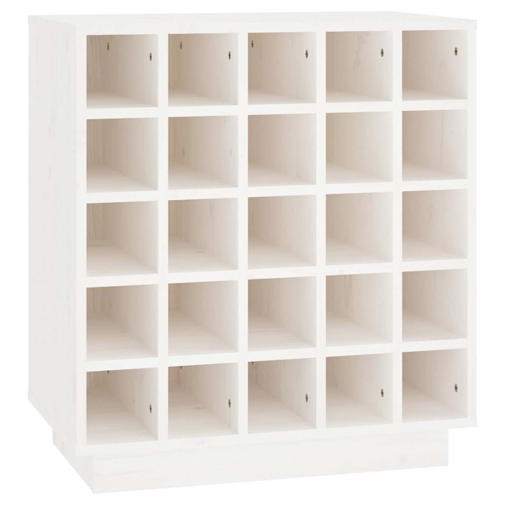 vidaXL Κάβα Κρασιών Λευκή 55,5 x 34 x 61 εκ. από Μασίφ Ξύλο Πεύκου