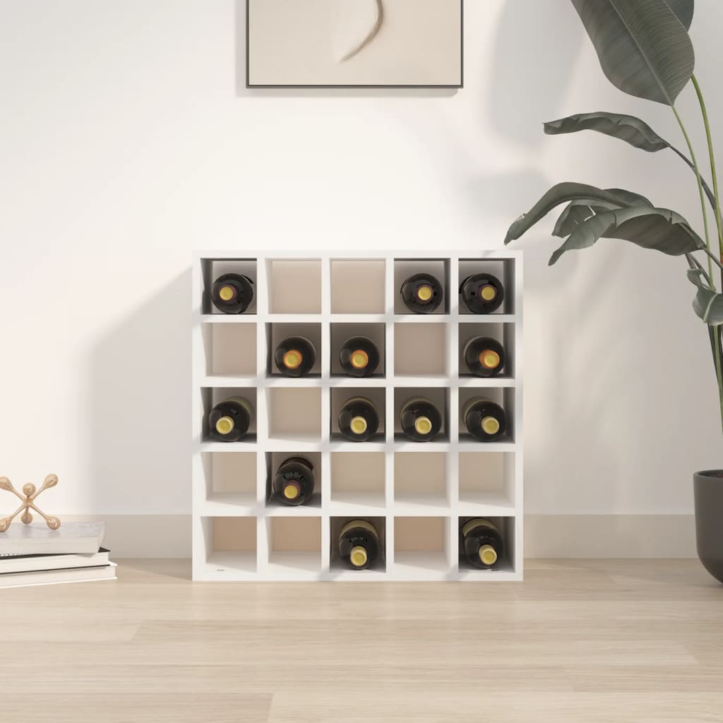 vidaXL Κάβα Κρασιών Λευκό 56 x 25 x 56 εκ. από Μασίφ Ξύλο Πεύκου