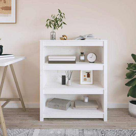 vidaXL Βιβλιοθήκη Λευκή 80 x 35 x 97 εκ. από Μασίφ Ξύλο Πεύκου